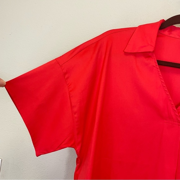 Chico’s Red Collard Cotton-Stretch Popover Top Size‎ 12/14 - Picture 3 of 6